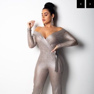 Silver Jumpsuit, Worn once (Dry cleaned).